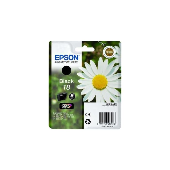 Epson Nº18 Tinta Negro para Expression Home Xp-102, Xp-205, Xp-305, Xp-405 - 5 ML