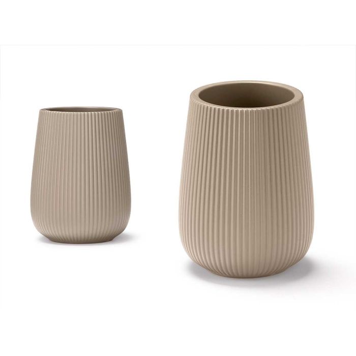 Berilo Portacepillos Rayas Abombado Beige 8x11x8 cm (12 Unidades) Berilo Portacepillos Rayas Abombado Beige 8x11x8 cm (12 Unidades)
