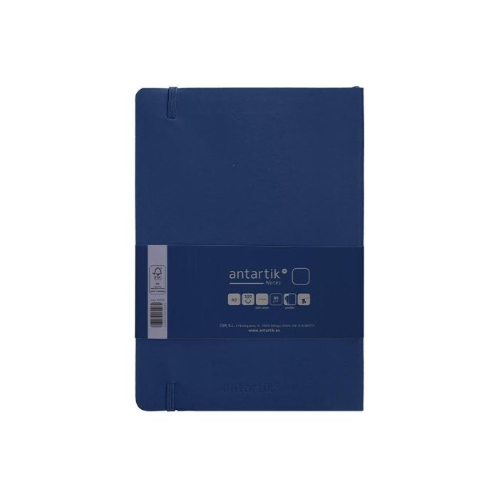 Cuaderno Con Gomilla Antartik Notes Tapa Blanda A5 Hojas Lisas Azul Marino 80 Hojas 80 gr Fsc 1