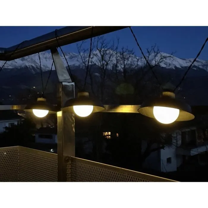 Luna Guirnalda Solar Luna 5m Negra 10 Bombillas 50 Lúmenes Recargable por USB 2