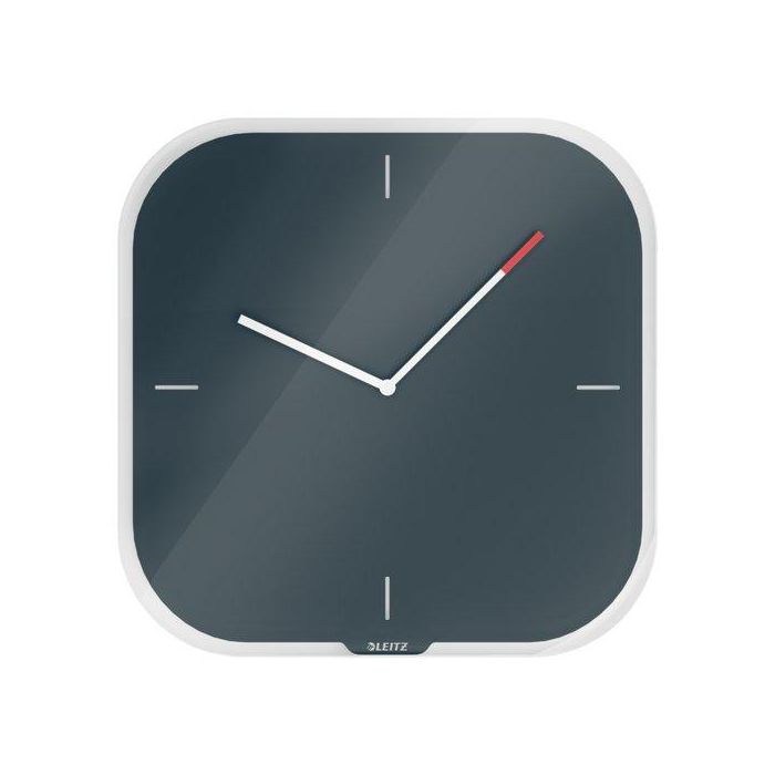 Reloj Pared Leitz Cosy Cristal Analogico 30X30X4 Cm Gris (Incluye Rotulador De Borrado En Seco)