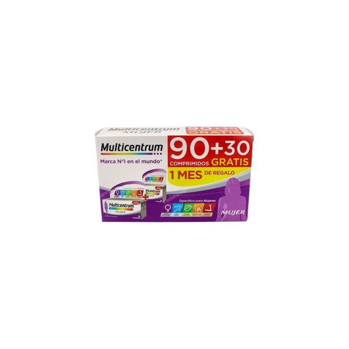 Multicentrum Mujer, Suplemento Multivitamínico con Vitaminas y Minerales, Pack Ahorro 90+30 Comprimidos