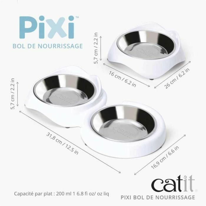 Comedero para Gato Catit Blanco Acero Inoxidable 2