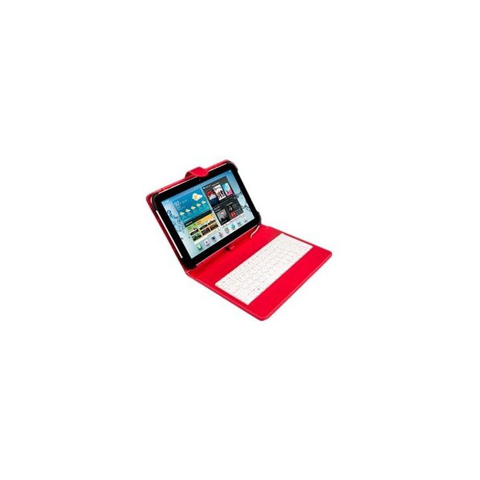 Funda Tablet Silver Ht Universal 9 -10,4 Con Teclado Cable Micro Usb/Usb-C Rojo/Blanco