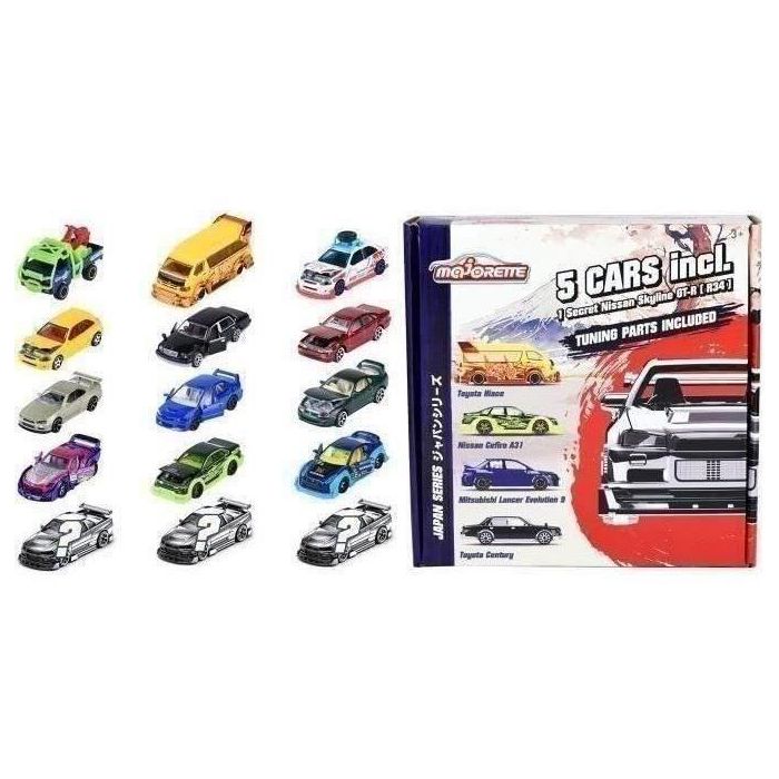 Majorette MAJ3467452075319 Box Set Japan Bonus Series - 5 Vehículos Metálicos con Accesorios para Personalizar, Edad +3