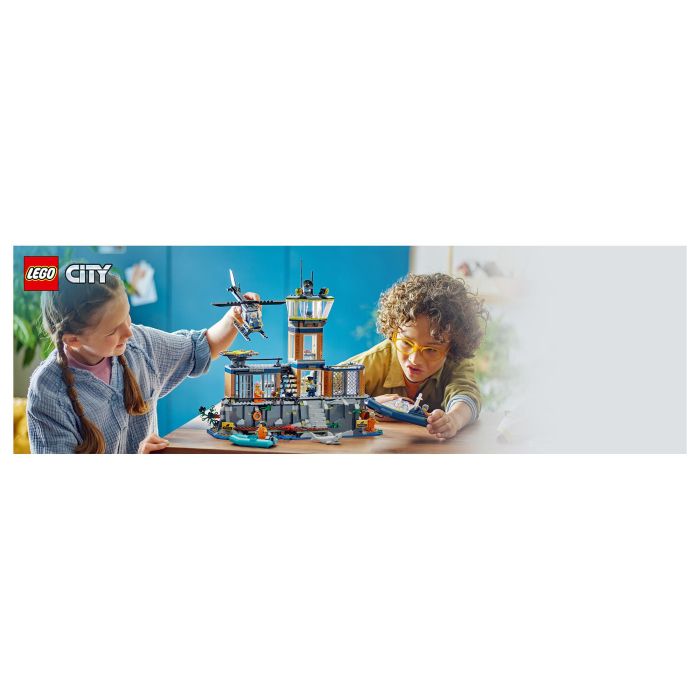 LEGO 60419 City Prisión de Policía de Aguas Profundas Juguete con Helicóptero Barco 7 Minifiguras Figura de Perro