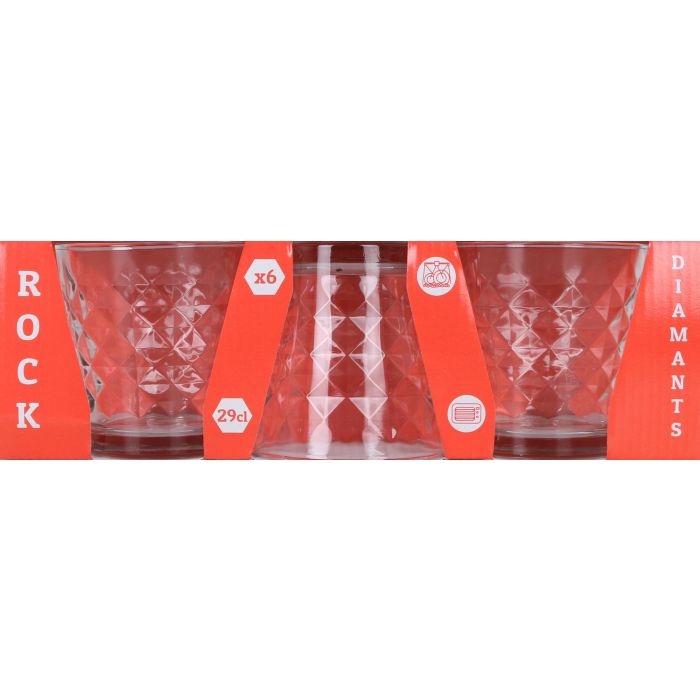 La Mediterranea - Set de 6 Vasos de la Colección Rock Diamants con Capacidad de 290 ml y Dimensiones de 8 cm de Diámetro por 9 cm de Alto (6 Cajas) 1