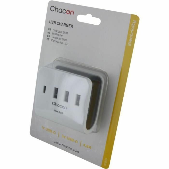 Cargador USB Pared Chacon Blanco 4 Cargador USB Pared Chacon Blanco 4