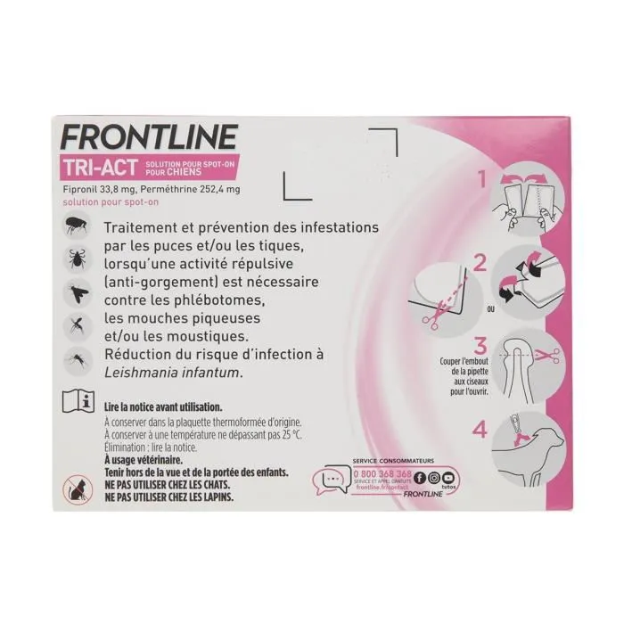 Frontline Tri-Act 3 Pipetas para Perros de 2 a 5 kg - Antiparasitario para Pulgas, Garrapatas y Mosquitos 1