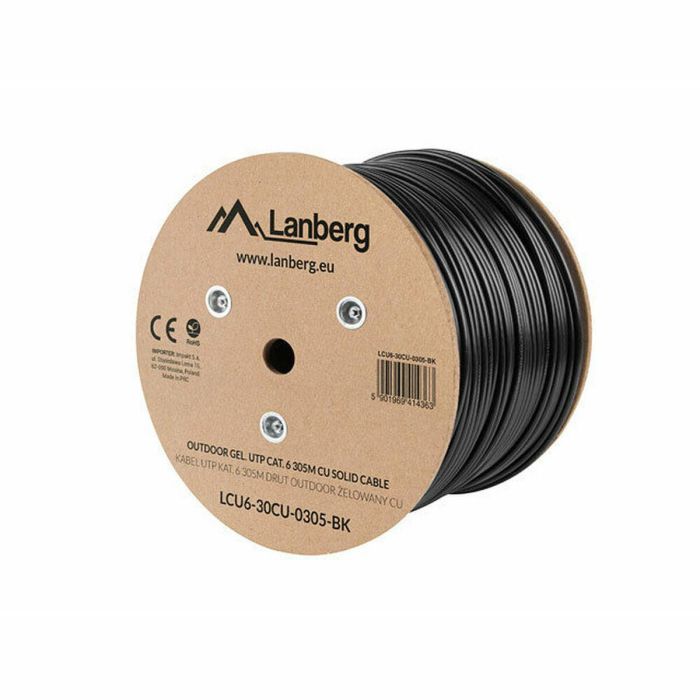 Cable de Red Rígido UTP Categoría 6 Lanberg LCU6-30CU-0305-BK Negro 305 m