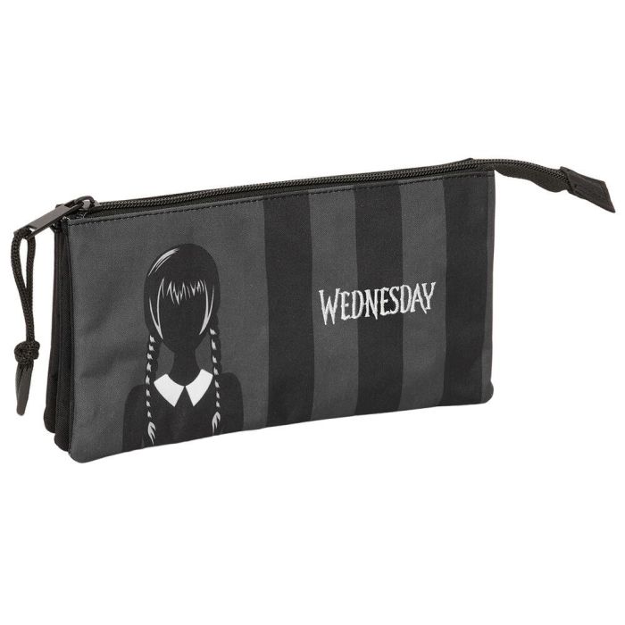 Safta Estuche Escolar Portatodo Triple Wednesday, 3 Cremalleras, Dimensiones 120x220x30 mm 1