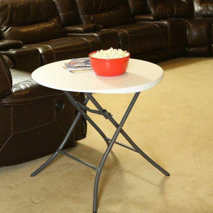 Mesa Plegable Lifetime Blanco Redonda Acero Plástico 83 x 73,5 cm 2