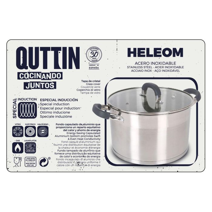 Cacerola de Acero Inoxidable Quttin 24 cm 4L con Tapa (4 Unidades) 5 Cacerola de Acero Inoxidable Quttin 24 cm 4L con Tapa (4 Unidades) 5