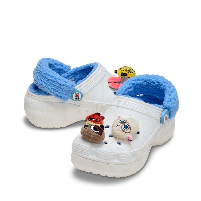 Zuecos Crocs Zootopia Lined Platform Clog W Blanco 10-12 Años 1