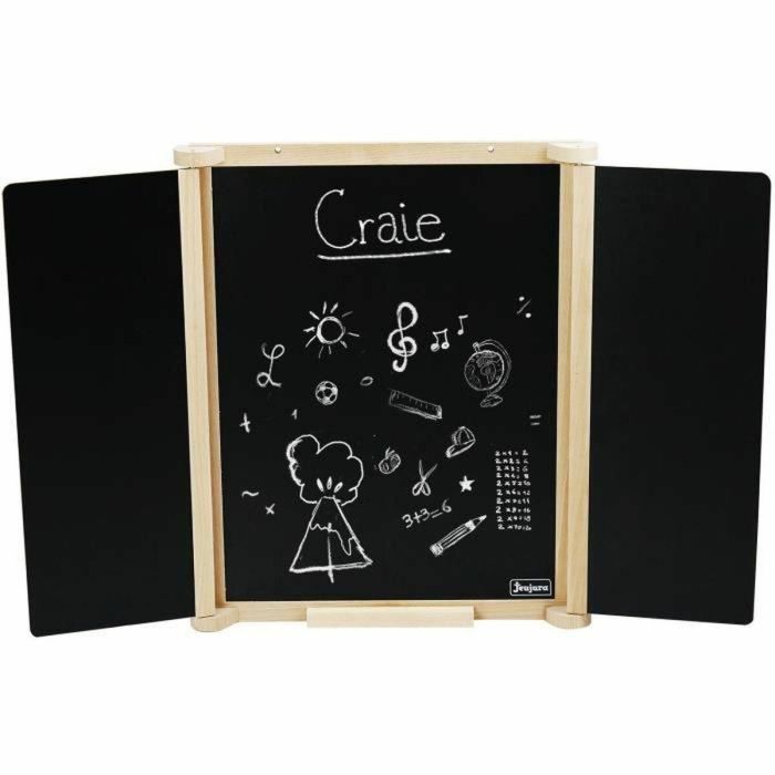Jeujura JEU3225280879109 Tríptico Cuadro Mural de Madera Natural con Pizarra y Fieltro, Incluye Accesorios, 82x56 cm 1