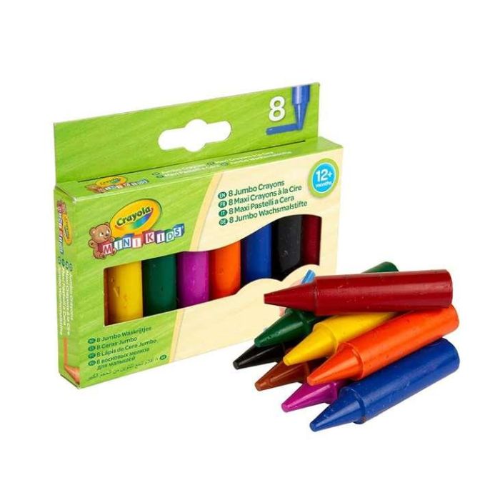 Ceras jumbo colores brillantes caja 8 unds