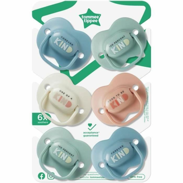 Chupetes - TOMMEE TIPPEE - 6-18 Meses - Juego de 6 - Forma Ortodoncia Simétrica, Silicona Sin BPA 5