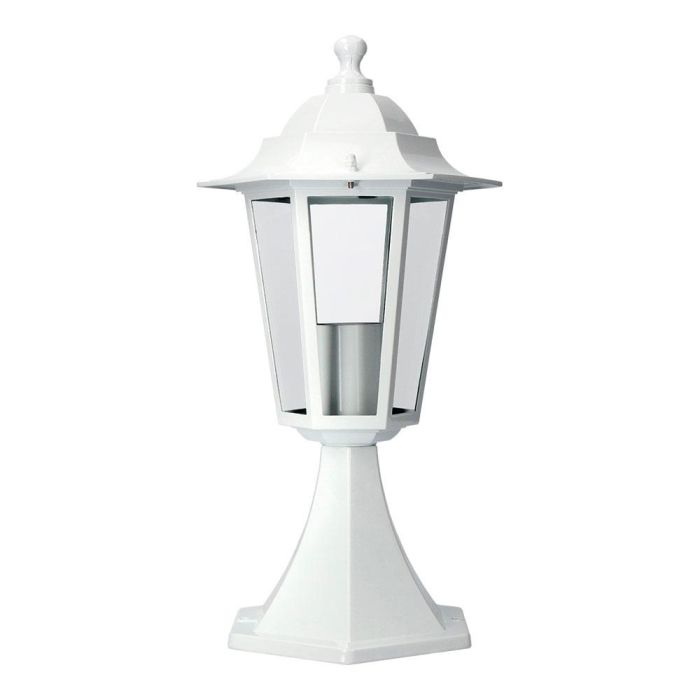 Edm Farol de pedestal exterior Zurich de aluminio y cristal, blanco, E27, 60W, IP44 (Bombilla no incluida) Ø19.5x37.5cm