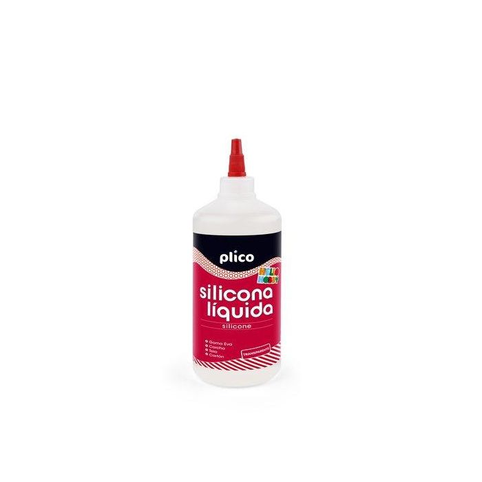 Plico Silicona líquida multiusos, cola adhesiva 500 ml con tapón twister antigoteo