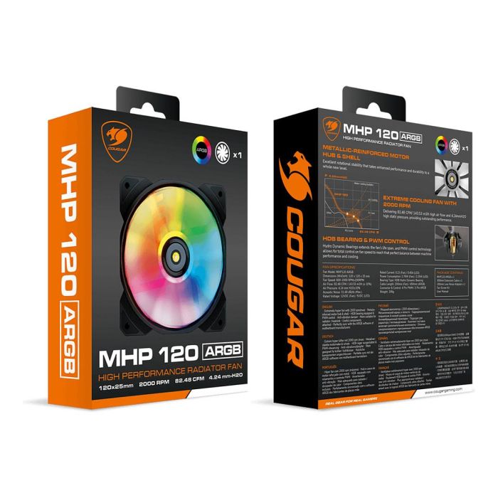 Cougar Ventilador de Caja MHP 120 ARGB 120mm Negro Blanco