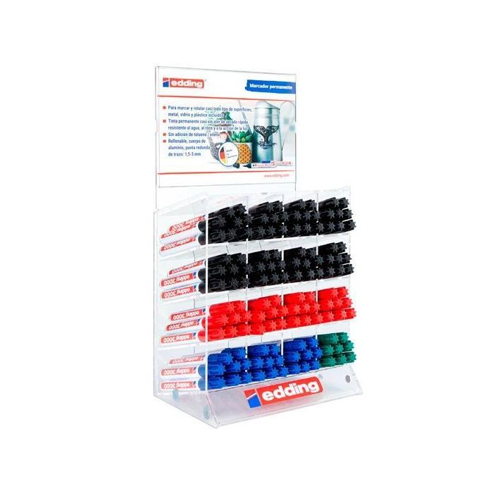 Edding Marcador Permanente 3000 grama Básica Colores Surtidos Expositor 128 Ud