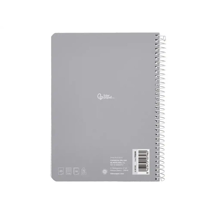 Liderpapel Cuaderno Espiral A5 Smart Tapa Blanda 80 Hojas 75gr Cuadro 3mm Margen Colores Surtidos 3