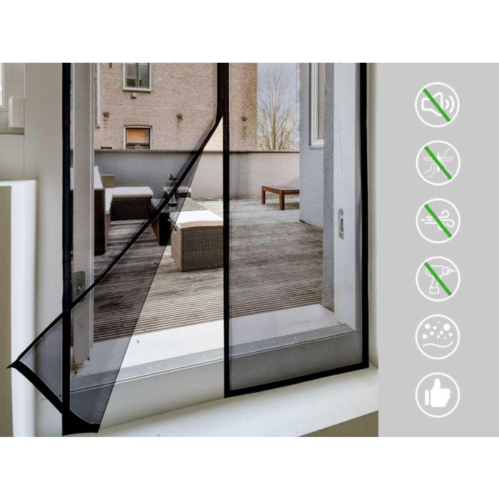 Ibergarden Mosquitera Magnética de Poliéster para Puerta, 90x210 cm, Negro (12 Unidades) 3