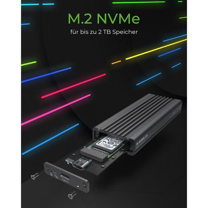 ICY BOX IB-1824ML-C31 Externes USB-C 3.2 Gehäuse für M.2 NVMe SSD mit LED-Beleuchtung 2 ICY BOX IB-1824ML-C31 Externes USB-C 3.2 Gehäuse für M.2 NVMe SSD mit LED-Beleuchtung 2