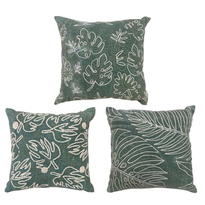 Cojin Tropical DKD Home Decor Verde Blanco 15 x 40 x 40 cm (3 Unidades) Cojin Tropical DKD Home Decor Verde Blanco 15 x 40 x 40 cm (3 Unidades)