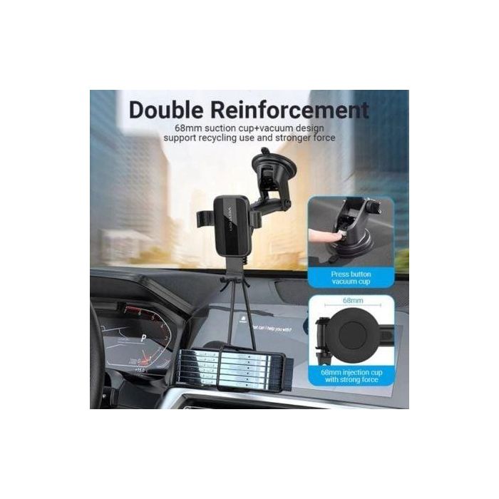 Vention KCOB0 Soporte de Smartphone para Coche con Ventosa Fuerte Ajustable, Brazo Extensible y Rotación 360°, para Teléfonos 4.7-7.2 Pulgadas, Negro 4 Vention KCOB0 Soporte de Smartphone para Coche con Ventosa Fuerte Ajustable, Brazo Extensible y Rotación 360°, para Teléfonos 4.7-7.2 Pulgadas, Negro 4