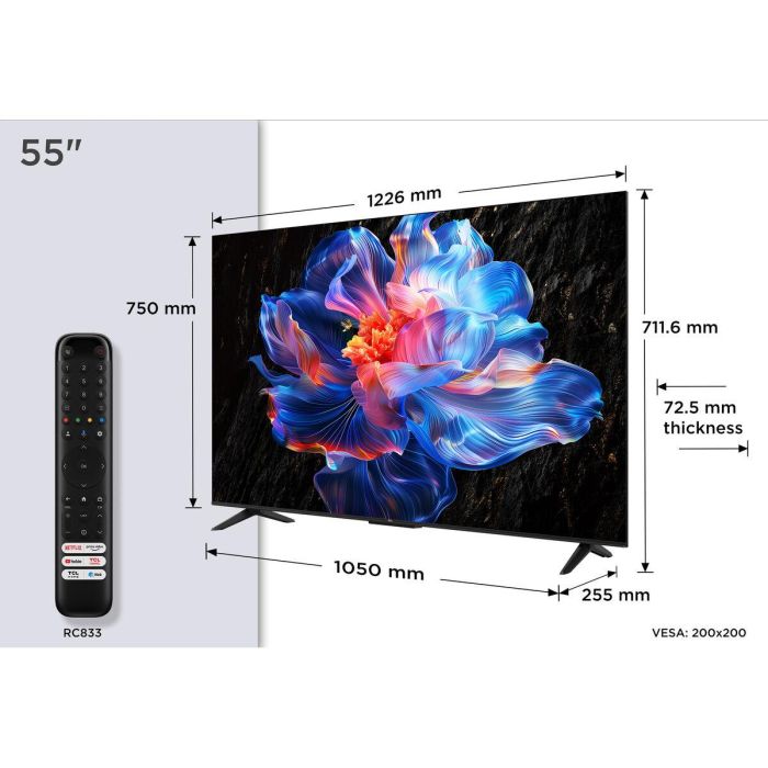 Televisor LED TCL 55P6K 55"/ Ultra HD 4K/ Smart TV/ WiFi 4