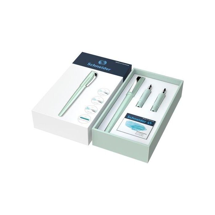 Pluma Schneider Callissima Mint Set Regalo (1X Pluma 1,1 Mm, 1X Plumin 1,5 Mm, 1X Plumin 1,8 Mm Y 6X Cartucho Tinta)