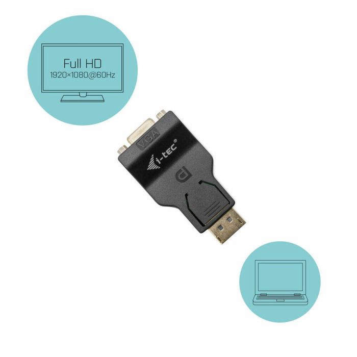 Adaptador DisplayPort a VGA i-Tec DP2VGAADA Negro 1 Adaptador DisplayPort a VGA i-Tec DP2VGAADA Negro 1