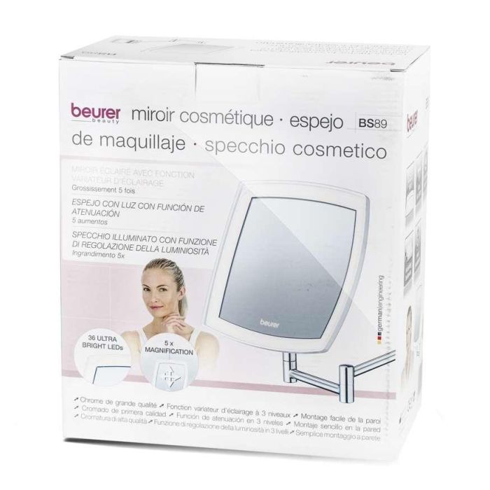 Beurer BS-89 Espejo Cosmético con Luz LED de Pared y 5 Aumentos para Cuidado Diario 1