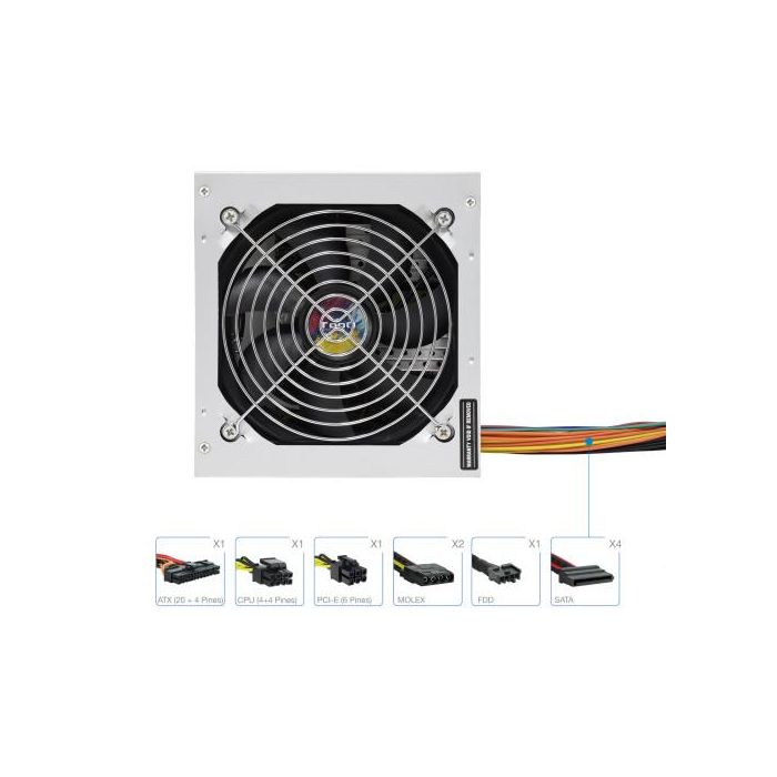 TooQ TQAPOLO-500SP Fuente de Alimentación 500W PFC Activo ATX 12V V1.3 Ventilador Silencioso 120mm Eficiencia >78% 2