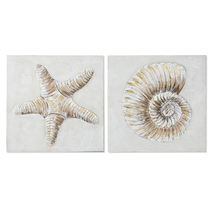 Cuadro Mediterraneo DKD Home Decor Crudo Dorado 3 x 60 x 60 cm (4 Unidades) Cuadro Mediterraneo DKD Home Decor Crudo Dorado 3 x 60 x 60 cm (4 Unidades)