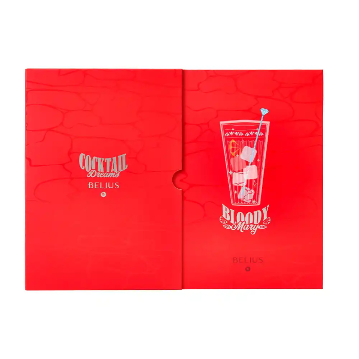 Belius Cocktails Boligrafo y Wallet Aluminio Rojo Plateado Relieve Tinta Azul Caja Diseño Elegante 2