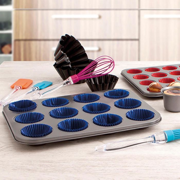 Bandeja Horno 12 Cupcakes Acero Pintado Sweet Grey Quid 36x17x3 cm 1 Bandeja Horno 12 Cupcakes Acero Pintado Sweet Grey Quid 36x17x3 cm 1