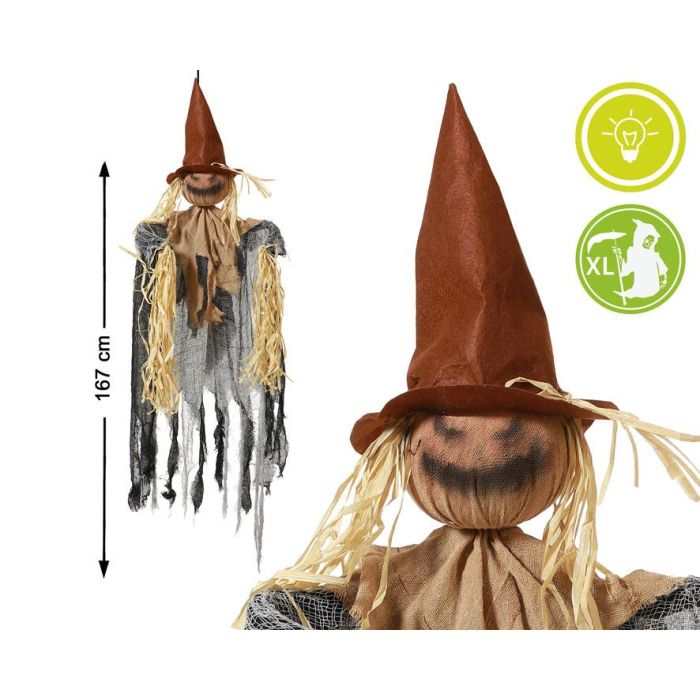 Figura Espantapájaros Con Sombrero Y Luz 167 cm