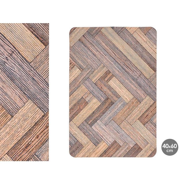 Kinvara Alfombra de Cocina Poliéster Efecto Madera Estampado 40x60 cm (Set de 24)