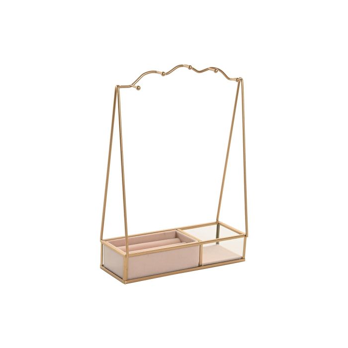 DKD Home Decor Joyero Glam Dorado Beige 8 x 28 x 20 cm - Organizador de Metal para Joyas