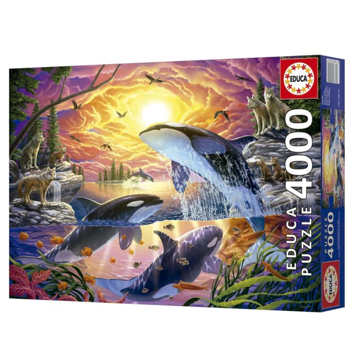 Educa 20259 Puzzle 4000 Piezas para Adultos: Diseño Orcas y Lobos, Gran Formato 136x96 cm, Edad Recomendada +14 Años 2