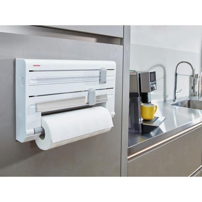 Leifheit Parat ComfortLine dispensador de pared 25703, dispensador de pared de cocina para 3 rollos, dispensador de papel con cuchillas afiladas 1