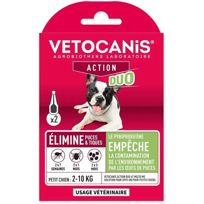 Vetocanis Duo Spot on Control de Pulgas y Garrapatas para Perros Pequeños - 2 Pipetas - Eficacia 7 Semanas 1