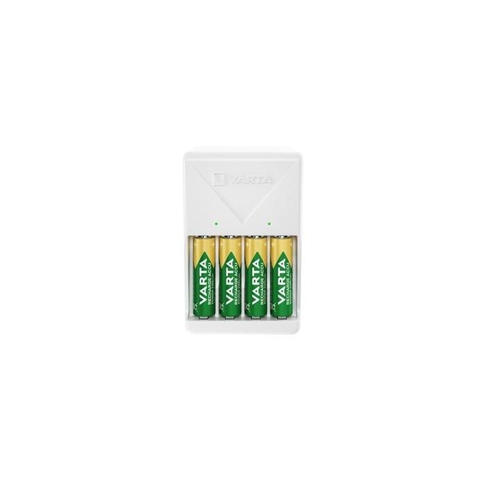 Varta 57657101451 Cargador Pilas 2 o 4 AA/AAA y 4xAA 2100 mAh, Carga Lenta, Voltaje Universal
