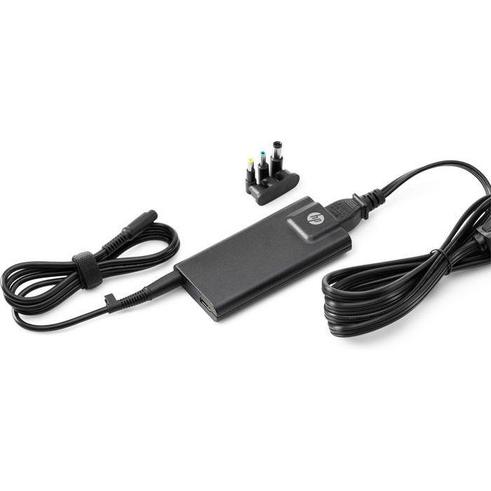 HP Cargador Adaptador AC 65W Slim con 3 Puntas Intercambiables y Puerto USB para HP Notebooks y Ultrabooks