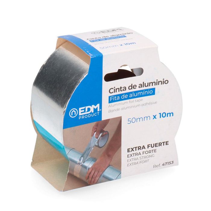 Edm Cinta multiuso de aluminio 10m x 50mm extra fuerte 0 Edm Cinta multiuso de aluminio 10m x 50mm extra fuerte 0