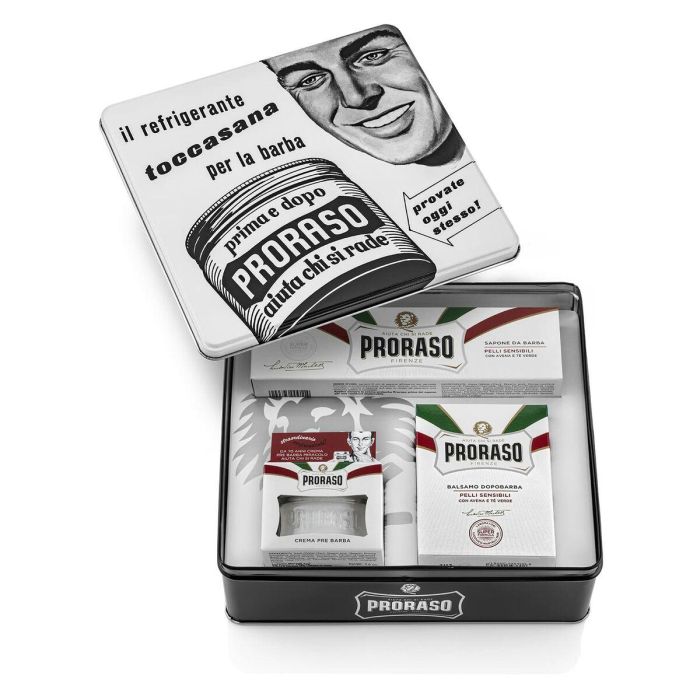 Proraso Set Afeitado Piel Sensible Hombre, Lote 4 Piezas: Crema Pre-Afeitado, Jabón, Bálsamo. Protección e Hidratación. 1 Proraso Set Afeitado Piel Sensible Hombre, Lote 4 Piezas: Crema Pre-Afeitado, Jabón, Bálsamo. Protección e Hidratación. 1