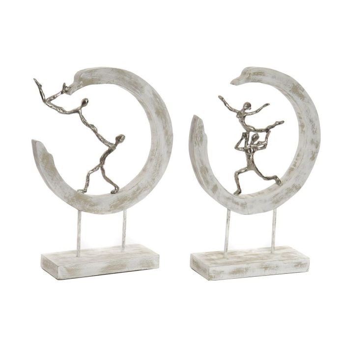 Figura Moderno DKD Home Decor Plateado Blanco 10 x 47 x 32.5 cm (2 Unidades) Figura Moderno DKD Home Decor Plateado Blanco 10 x 47 x 32.5 cm (2 Unidades)