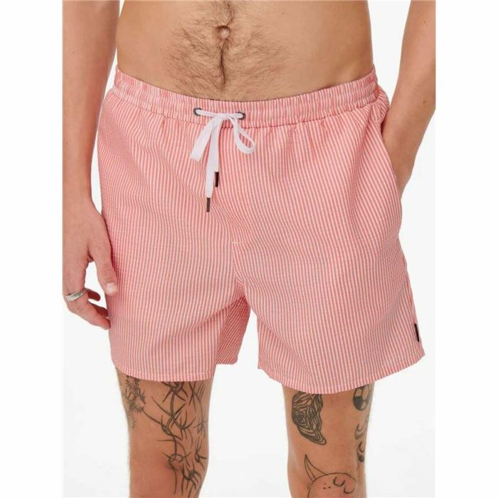 Bañador Hombre Only & Sons Onsted Stripe Seersucker Rosa 28 1